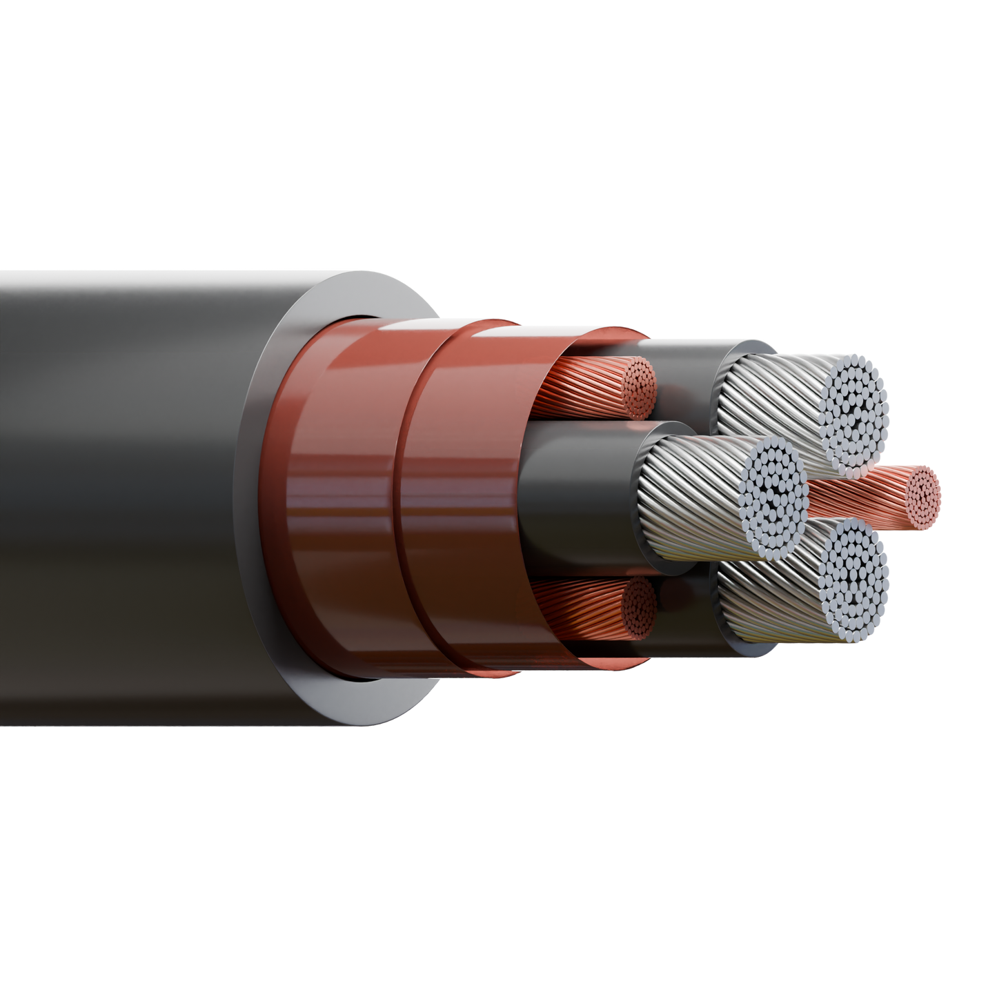 1/0 AWG 3C Type SHD-GC Shielded Round Power Cable, 2kV